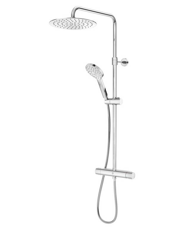 Shower column New Nautic Round - Super slim head shower with generous water flow
3-functional hand shower with a pushbutton
Mixer with pure, unbroken lines and soft contours