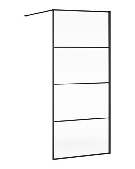 Square Duschvägg - Svart matt anodiserad aluminium med alla synliga detaljer i svart