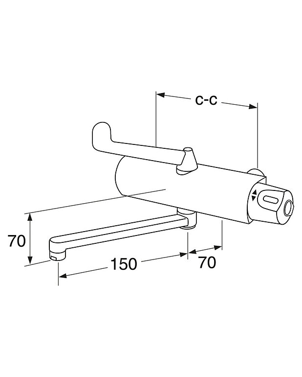 Bathroom sink faucet - Care wall-mounted thermostat - Drawing - 205352.jpg