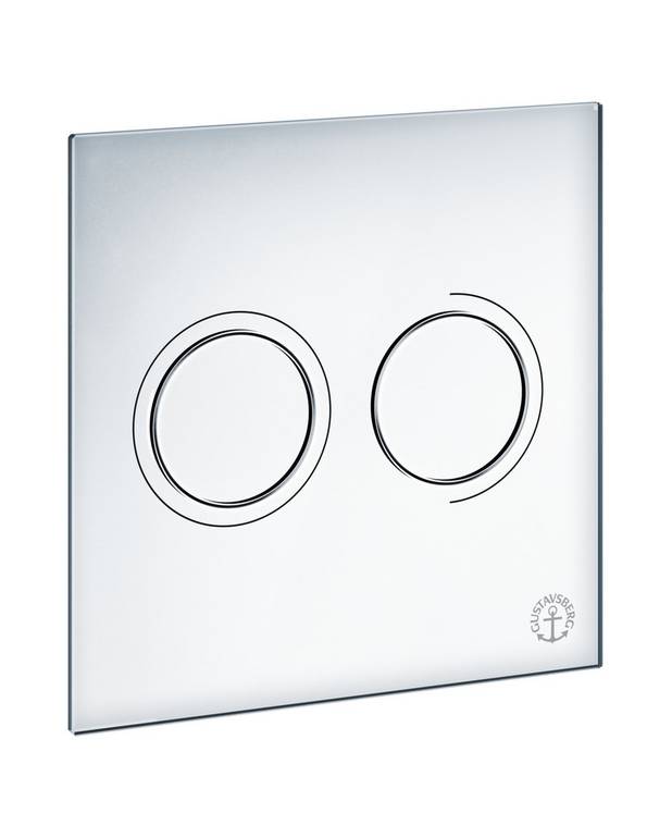 Toalettknapp for fikstur XS – veggknapp, rund - Produsert i hvitt glass
For frontmontering på Triomont XS
Finnes i ulike farger og materialer