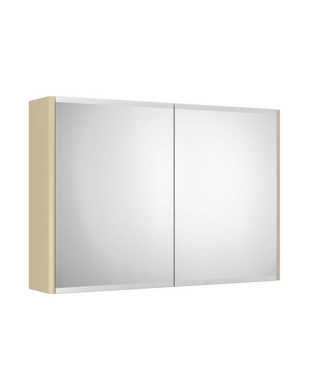 Mirror cabinet, Graphic – 80 cm - Double-sided mirror doors
Frosted bottom edge to combat visible smudges
Soft-closing doors