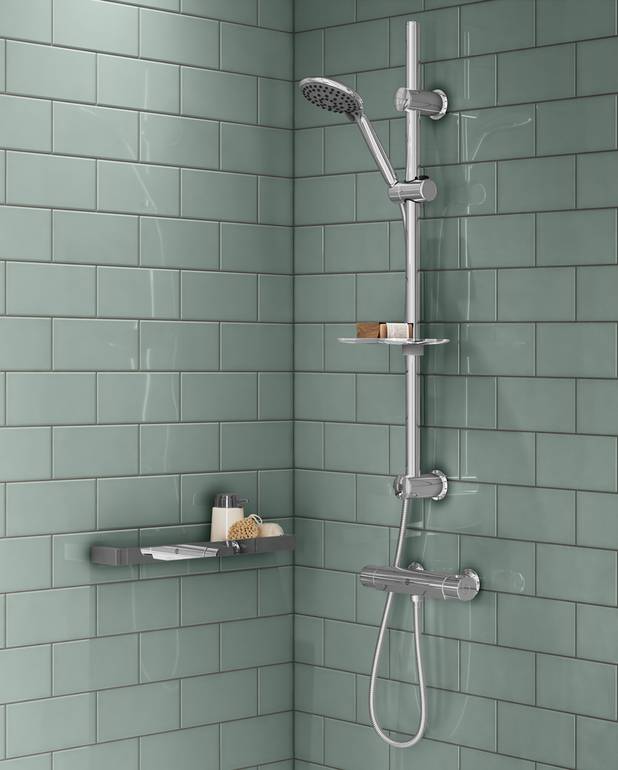 Shower faucet Atlantic - thermostat - Energy class A, saves energy and water
3-function hand shower
The shower set can be mounted with screws or glue