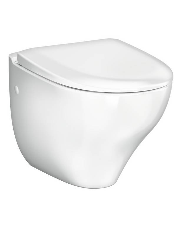 Veggmontert WC Nautic 1530 - hygienisk spyling - Skjult feste og overflater som er enkelt å rengjøre
Fleksibel avstand mellom boltene: c-c 180/230 mm
Åpen rand med fullstendig spyling av skålen