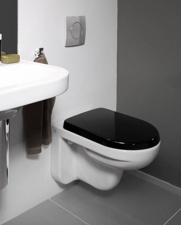 Istuinkansi - Artic 9M16, kovamuovi, pehmeästi sulkeutuva SC/QR - Sopii kaikkiin Artic-sarjan WC-istuimiin & Hygienic Flush 5G84 seinä-WC:hen
Soft Close (SC) hiljainen ja pehmeä sulkeutumismekanismi
Quick Release (QR) on helppo nostaa yksinkertaisempaa puhdistusta varten