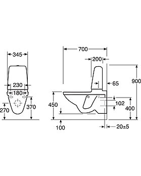Vägghängd toalett Public 6622 - med cistern, Hygienic Flush