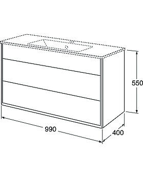 Vanity unit, Graphic – 100 cm - Drawing - GB71GCVU10xx00_drawing.jpg