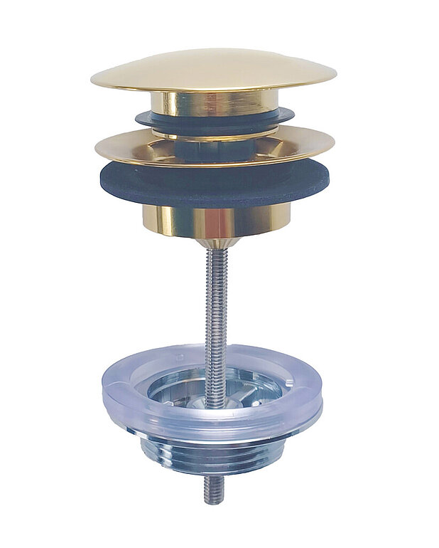 Pushdown ventil - Mått på tvättställ: min 30 mm, max 45 mm