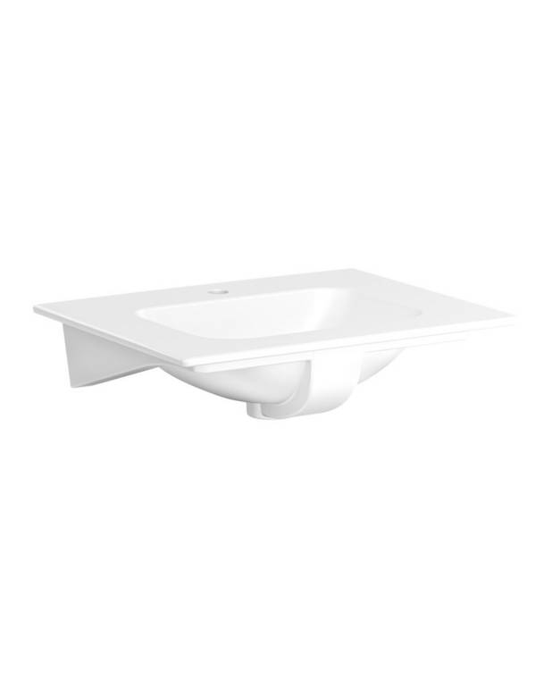 Artic slim Furniture washbasin - Fits Artic Vanity units with recessed fronts
Can also be mounted with bolts without furniture
Less visible placement of overflow drain in front side