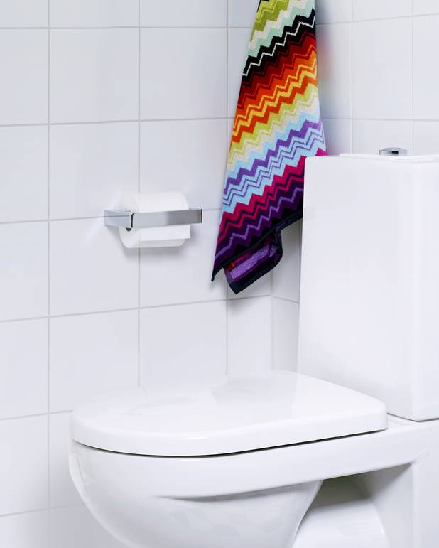 Держатель для туалетной бумаги G1 - Конструкция с прямыми линиями и прямыми углами
Изготовлено из материала, не боящегося сырости 
Без видимых креплений на конструкции