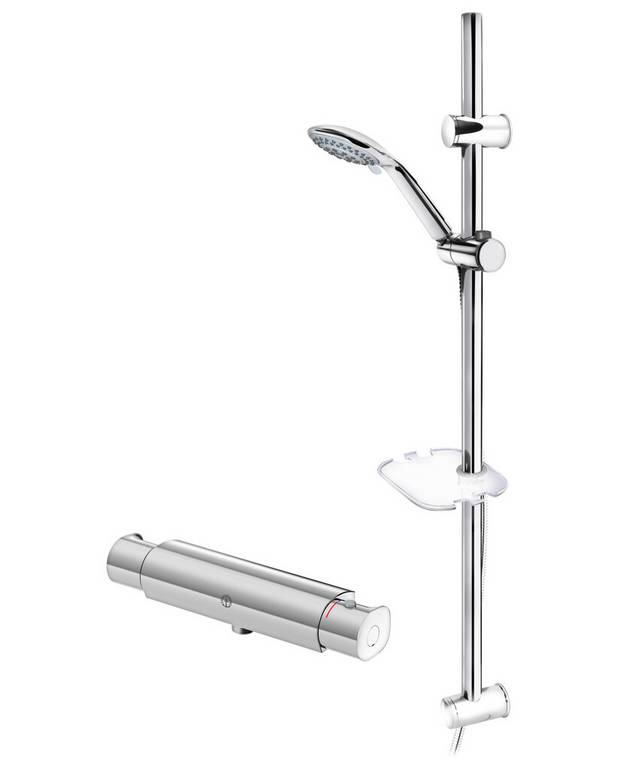 Shower faucet Atlantic - thermostat - Energy class A, saves energy and water
3-function hand shower
The shower set can be mounted with screws or glue