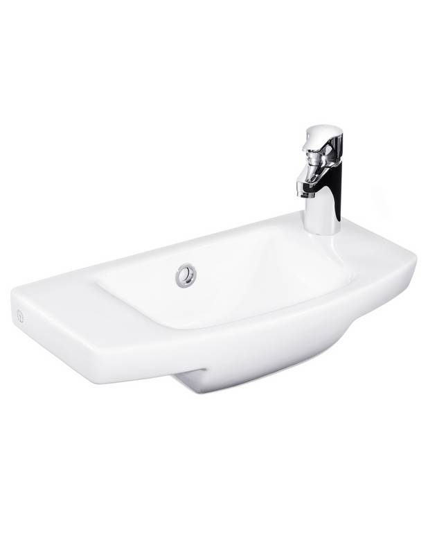 Väikevalamu Logic 5197 - polt-/kandurkinnituseks 50 cm - Väike mudel sobib kitsastesse ruumidesse
Peidetud kandurid tähendavad nägusat paigaldust
Ceramicplus: kiire ja keskkonnasõbralik puhastus