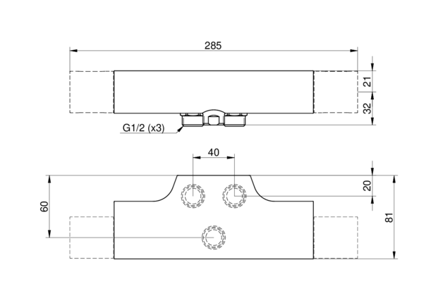 Shower mixer  New Nautic - thermostat - Safe Touch reduces the heat on the front of the mixer 
Maintains even water temperature upon pressure and temperature changes
Can be expanded with bathtub spout