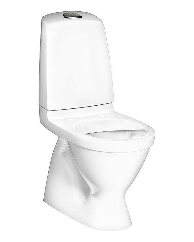 Toilet Nautic 1500 - hidden S-trap, Hygienic Flush - Ceramicplus for quick and eco-friendly cleaning
Low flush button with neat design
Open flush edge for simplified cleaning