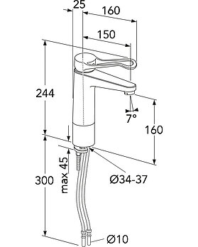Tvättställsblandare Nya Nautic - 150 mm pip - Måttskiss - WEB_GB41216245064_Drawing.jpg