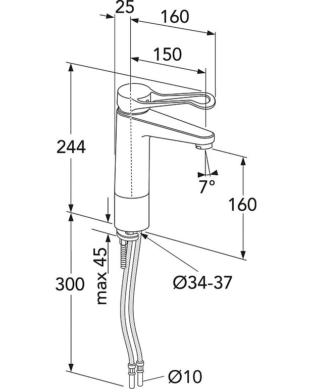 Washbasin mixer New Nautic, High - Contains less than 0.1% lead 
Energy class A
Equipted with elongated lever