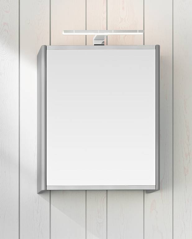 Bathroom mirror cabinet Graphic - 45 cm - Double sided mirror doors
Frosted lower edge prevents visible stains
Soft closing doors
