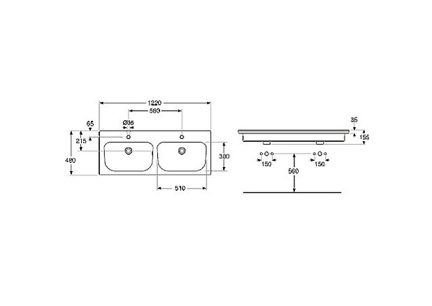 Valamu vannitoakapile Artic - 120 cm - Joonis - 4G00C5_drawing.jpg