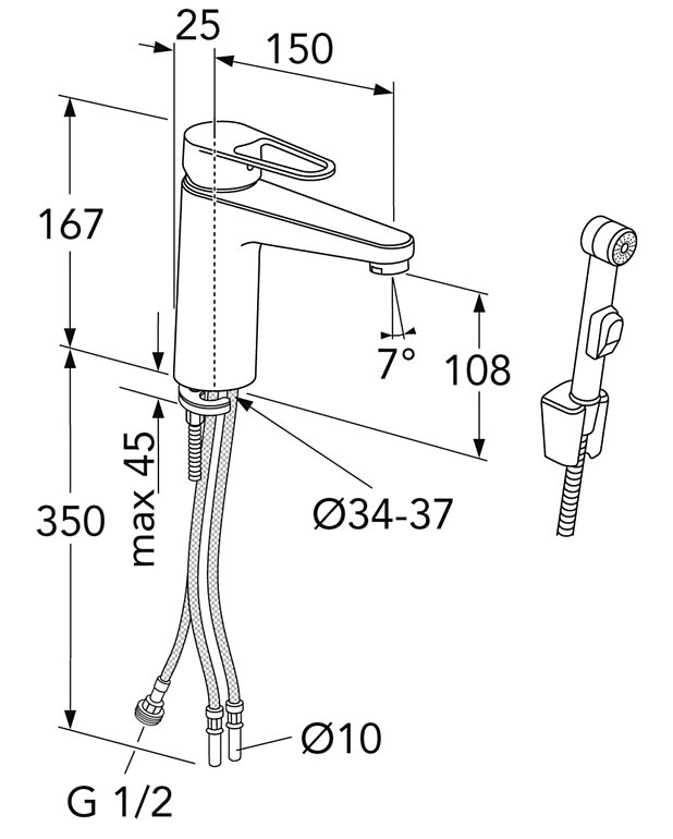 Washbasin mixer New Nautic, 150mm spout - Contains less than 0.1% lead 
Energy Class A
Cold-start, only cold water when the lever is in straight forward position
