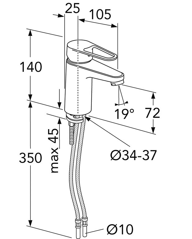 Washbasin mixer New Nautic - Energy Class A
Cold-start, only cold water when the lever is in straight forward position 
Soft move, technology for smooth and precise handling
