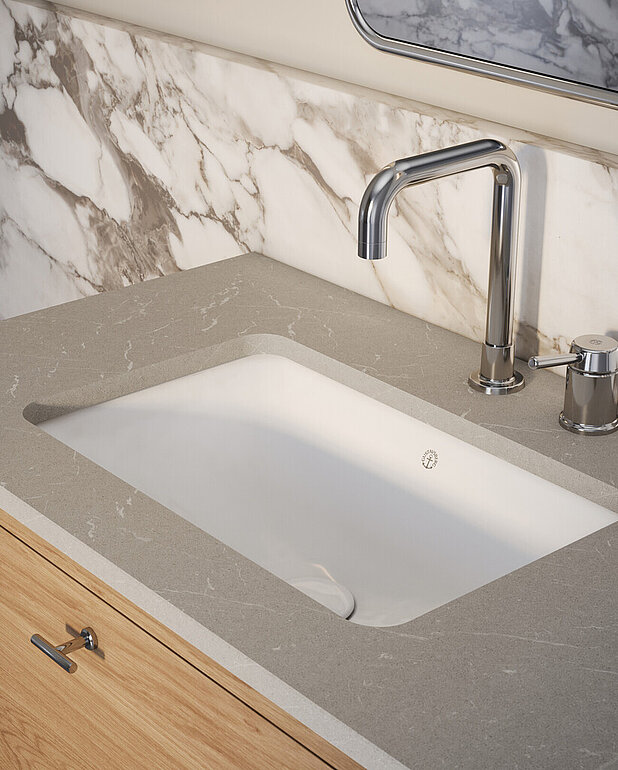 Washbasin mixer Ducentic - Created for the 200 year anniversary of Gustavsberg, celebrating the heritage of caftsmanship and design
Swiveling spout, can be locked at 0, 60 or 110 degrees
Contains less than 0.1% lead
