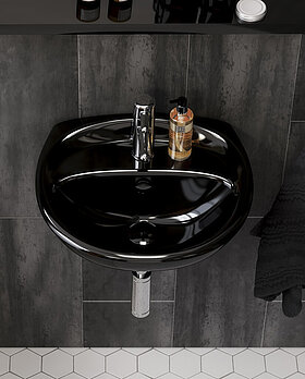 Small bathroom sink Estetic 410350 - for bolt mounting 50 cm - Porcelain push-down valve