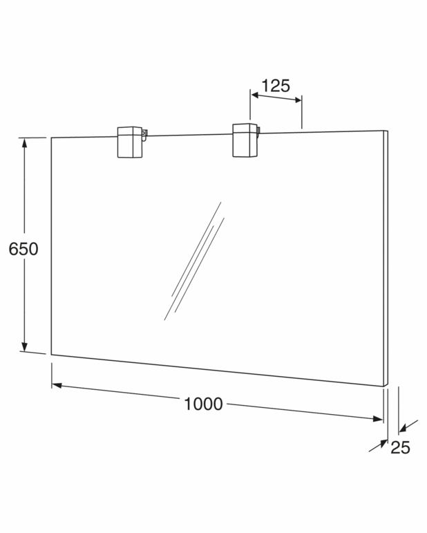 Artic speil, 100 cm - For fast montering på vegg
Kapslingsklasse IP44
LED-belysning