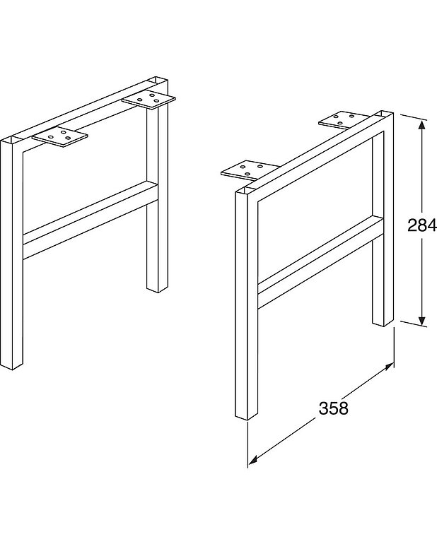 Tukikehys Artic – 39 cm - Mittapiirros - Gustavsberg_Leg_set_Artic_358mm.jpg