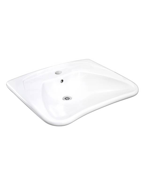 Bathroom sink 7119 99 - for bolt mounting 70 cm - Wheelchair-accessible with shallow basin
Flexible bolt spacing, 260-355 mm
Fits on our bathroom sink lift