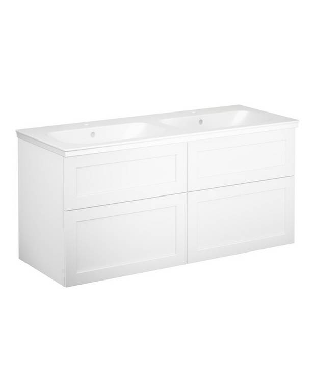 Bathroom cabinet Artic - 120 cm - Fully extendable drawers with soft closing
Washstand water trap that saves space in cabinet 
Manufactured in moisture resistant materials