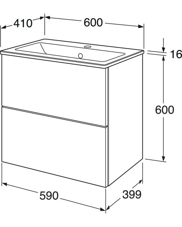 Kommodskåp Graphic Base - 60 cm - Med heltäckande tvättställ i porslin
Mjukstängande lådor för tyst och mjuk stängning
Material: fukttrög spånskiva klassad för badrum