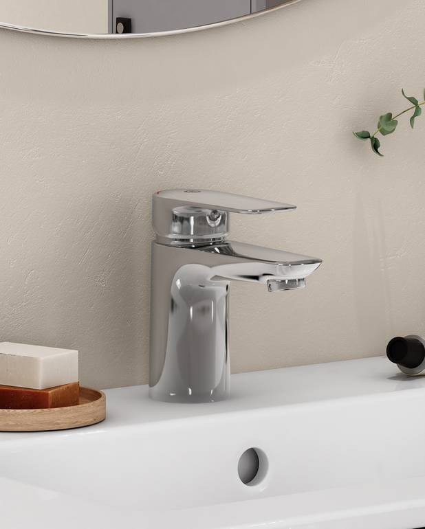 Washbasin mixer Atlantic - Lever with clear color marking for hot and cold
Soft move, technology for smooth and precise handling
Adjustable max temperature for scald protection