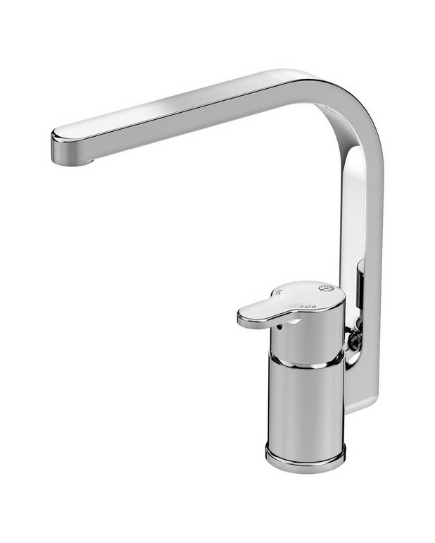 Kitchen mixer Nordic³ - high spout - Adjustable comfort flow (water-saver)
Pivoting spout 110° 
Adjustable max temperature for increased scald protection