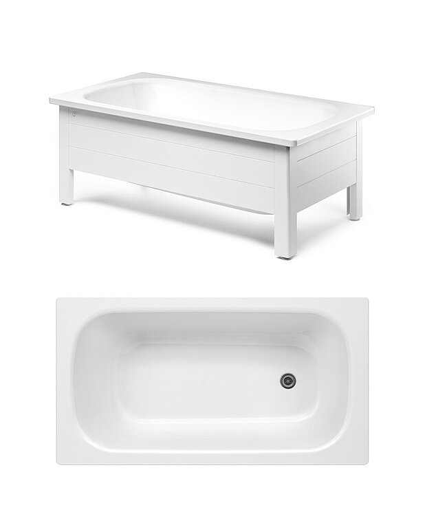 Bathtub with front panel, Standard – 1300 x 700 - Made of titanium steel and enamel, an extremely durable combination