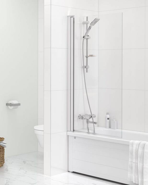 Firkantet dør til badekar - Vendbar for høyre- eller venstrevendt installasjon
Forhåndsmonterte dørprofiler for rask og enkel installasjon
Temperert sikkerhetsglass, 6 mm