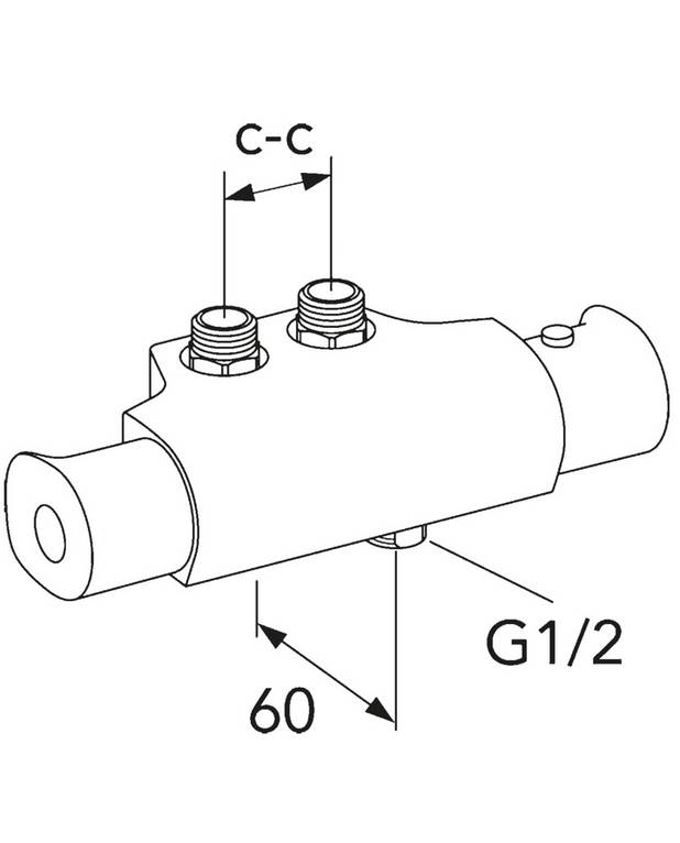 Shower mixer Atlantic - thermostat, 40 c-c - 40 c-c for mounting with exposed plumbing
All through pipe connection
Safe Touch reduces heat on the front of the faucet