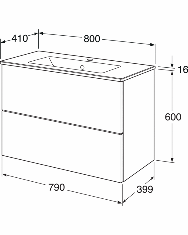 Kommodskåp Graphic Base - 80 cm - Med heltäckande tvättställ i porslin
Mjukstängande lådor för tyst och mjuk stängning
Material: fukttrög spånskiva klassad för badrum