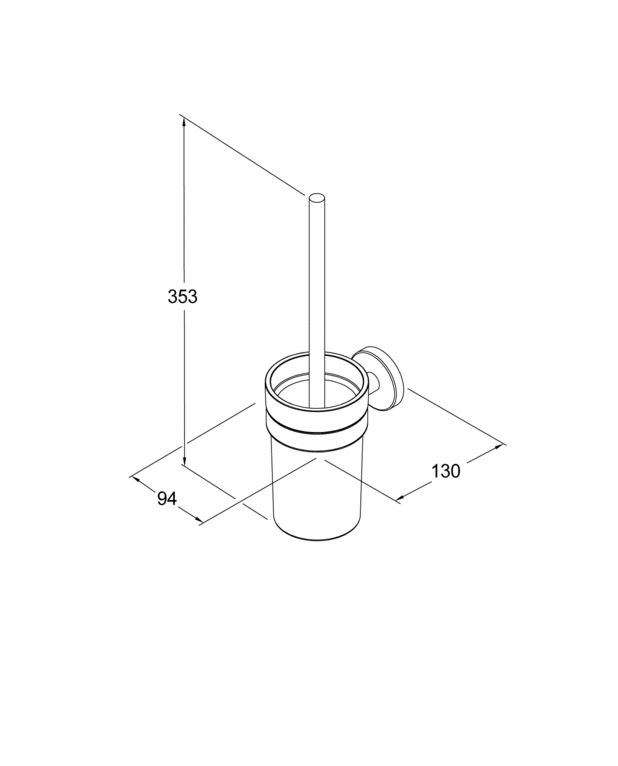 Toalettborste inkl hållare Round - Design med runda linjer
Kan skruvas eller limmas
Tillverkad i metall med behållare i glas