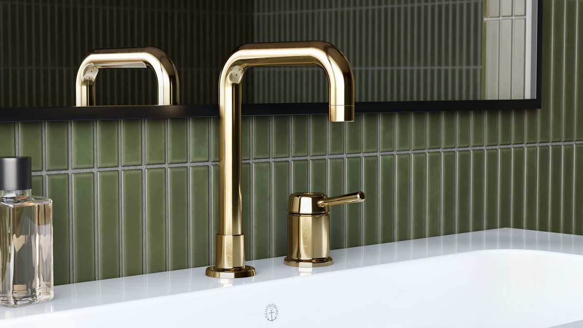 Ducentic two-hole basin mixer in brass.