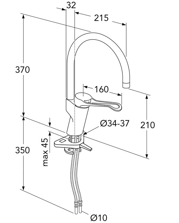 Kitchen mixer New Nautic Care - high Spout - Contains less than 0.1% lead 
Energy Class A
Equipted with elongated lever