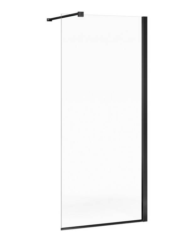 Square dusjvegg - Fastvegg, kan kombineres med firkantet dusjdør
Vendbar for høyre- eller venstrevendt installasjon
Matt sorte profiler og veggavstivning