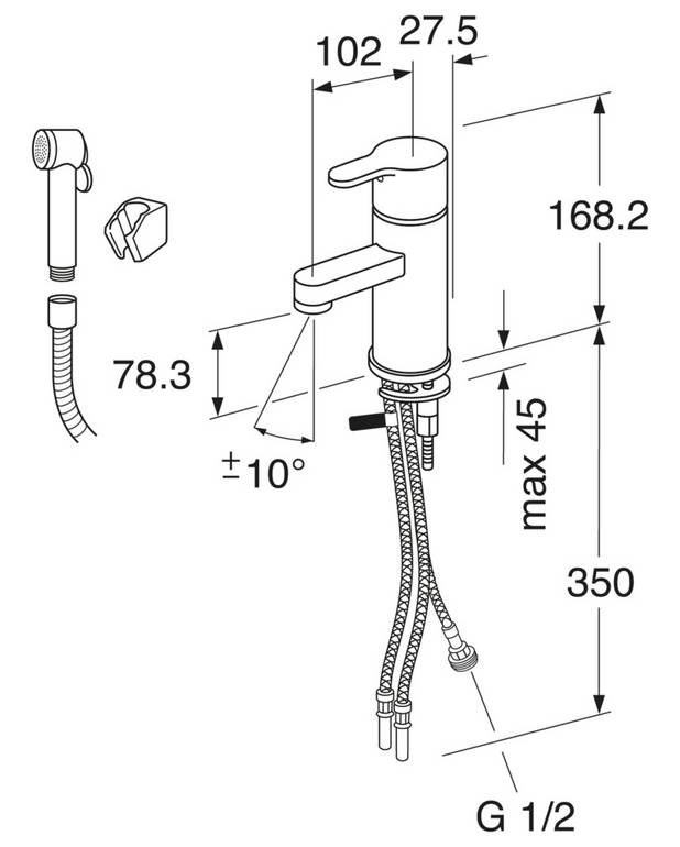 Bathroom sink faucet Nordic³ - Scandinavian design by Jon Eliason
Directional aerator, fits all sinks
Adjustable comfort flow (water-saver)