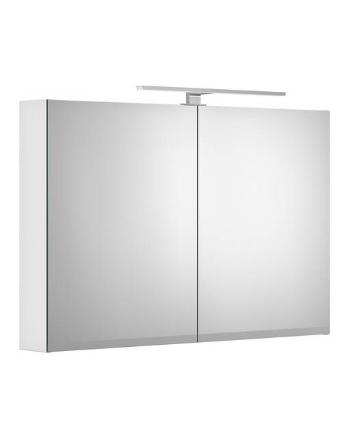 Spegelskåp Artic - 100 cm - Integrerat eluttag inuti skåpet
LED-belysning ovan och under skåpet
Tillverkat i badrumsklassade material, för fuktiga miljöer
