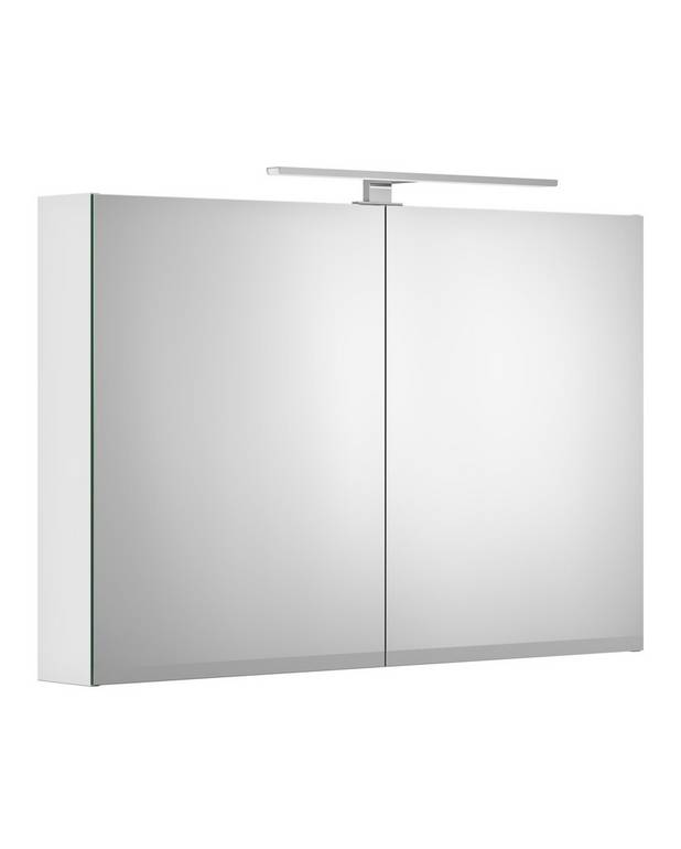 Bathroom mirror cabinet Artic - 100 cm - Additional bathroom mirror on inside doors
Integrated electrical outlet inside cabinet
LED lighting above and below cabinet
