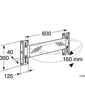 Adjustable wall bracket 1707 - for bolt-mounted sink - Drawing - 1707S_drawing.jpg