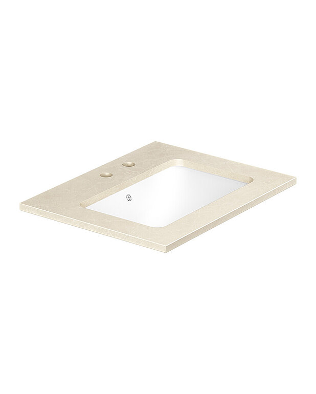 Ducentic stone worktop 60cm - Worktop in compact stone with undermounted basin i ceramic
Basin made of hygienic, durable, and densely sintered sanitary ware
Less visible placement of overflow drain in the front
