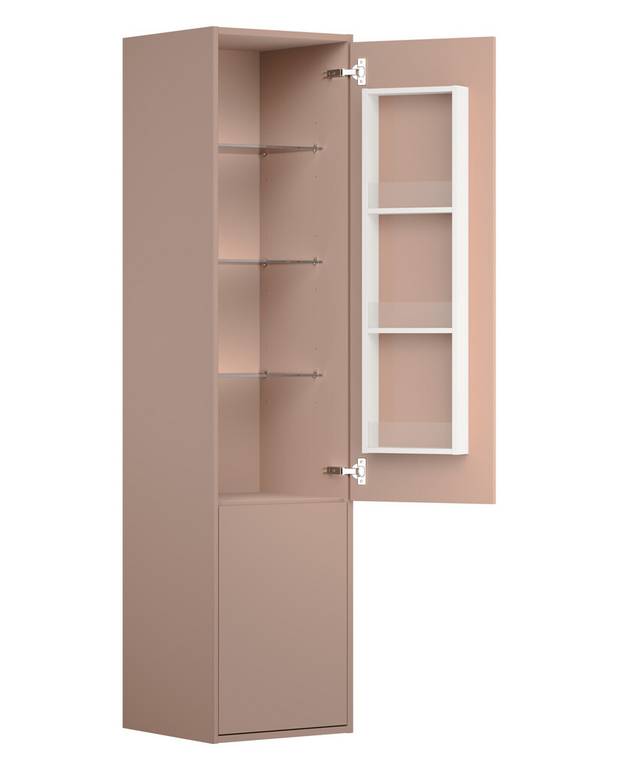 Högskåp Artic - 40 cm - Vändbara dörrar för höger- eller vänstermontering
Med smart förvaring i övre dörren
Upphängningssystem - lätt att montera och justera på vägg