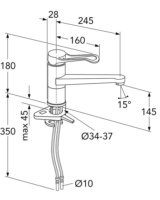 Kitchen mixer New Nautic Care - low Spout - Contains less than 0.1% lead 
Energy Class A
Equipted with elongated lever