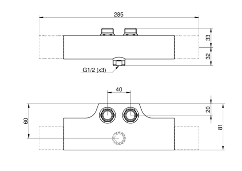 Duschblandare Nya Nautic - termostat, 40 c-c - Måttskiss - Drawing_40_gen_ut_ner.pdf