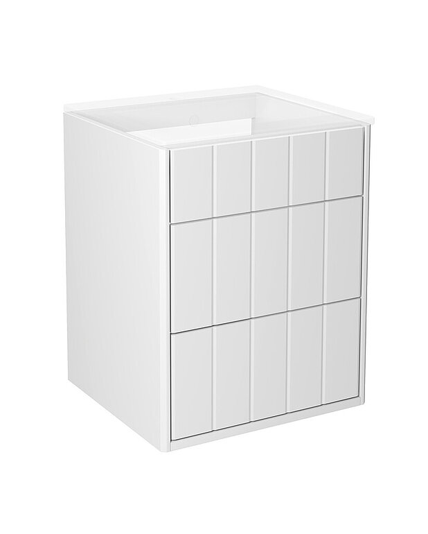 Bathroom cabinet Graphic - 45 cm - Short depth - makes it fit also in small bathrooms
Hidden compartment for storing small things 
The fold out compartment provides extra shelf space