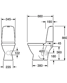Toalettstol Nautic 1510 - dolt p-lås, Hygienic Flush